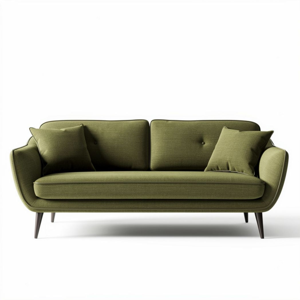 Groene bank van stof met kussens 180 x 85 x 75cm geschikt voor woonkamer