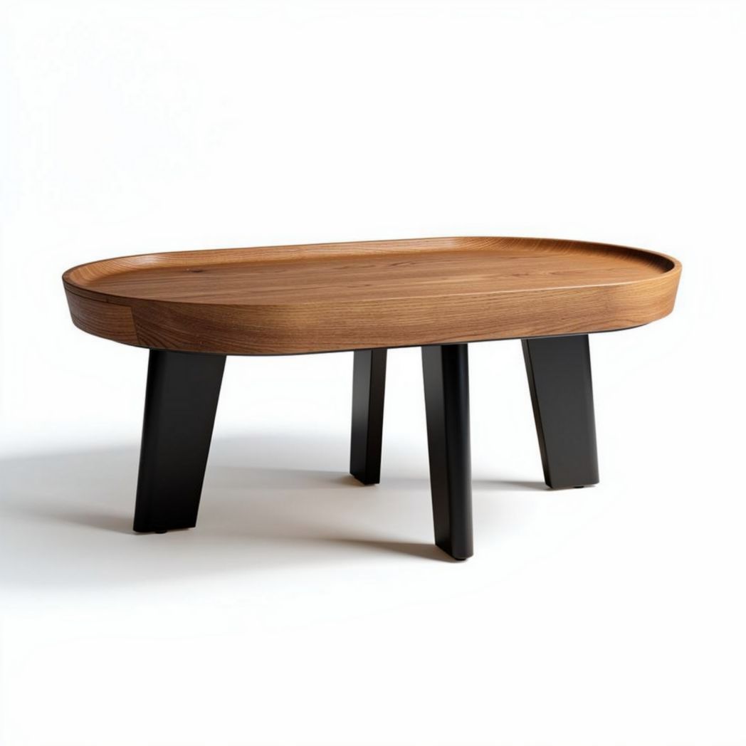 Eettafel van hout met zwarte poten en afmetingen 60 x 40 x 30cm