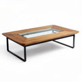 Houten salontafel met glazen blad 120 x 80 x 40cm zwart en bruin