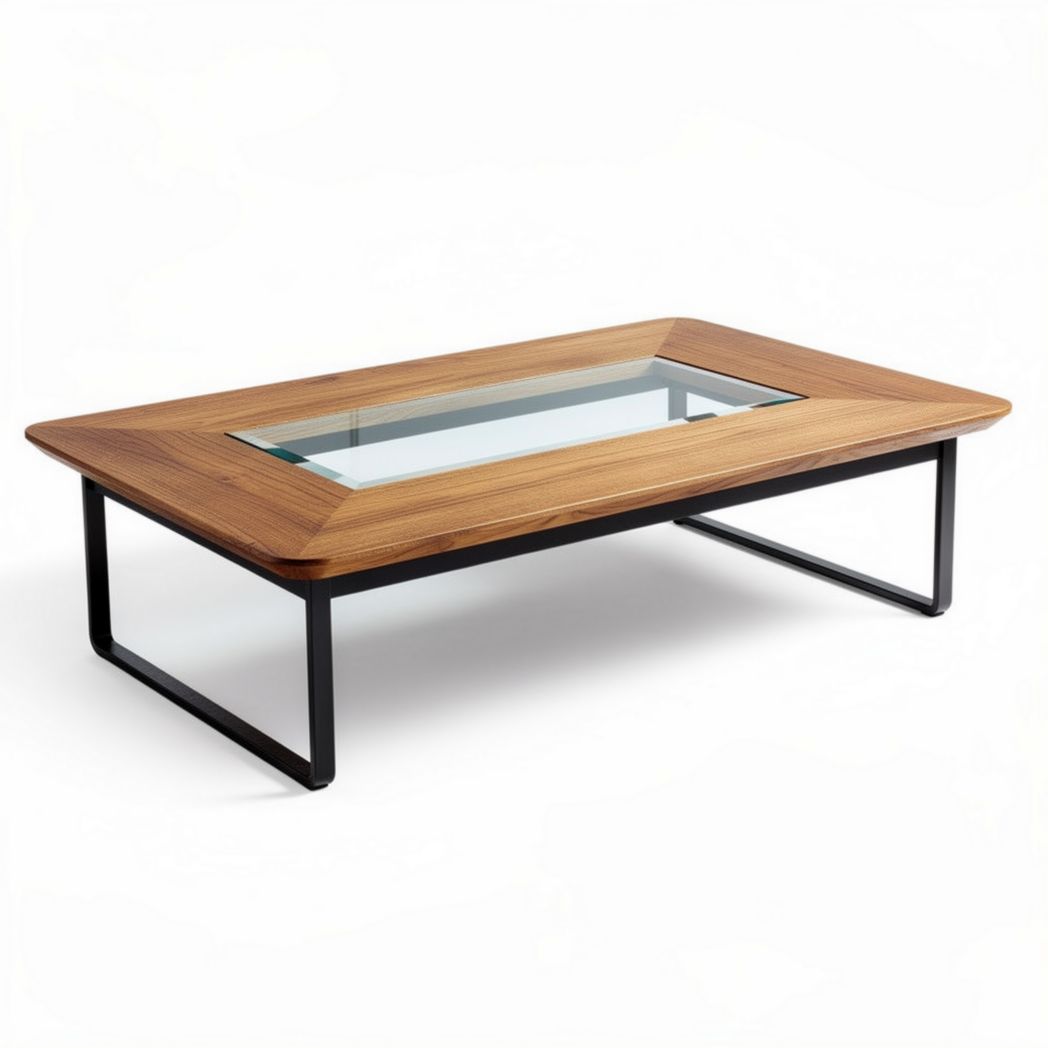 Houten salontafel met glazen blad 120 x 80 x 40cm zwart en bruin