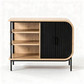 Houten dressoir met zwarte deur en open planken 120 x 40 x 75cm