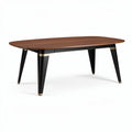 Eetkamertafel van hout met zwart afwerking en gouden accenten 150 x 90 x 75cm
