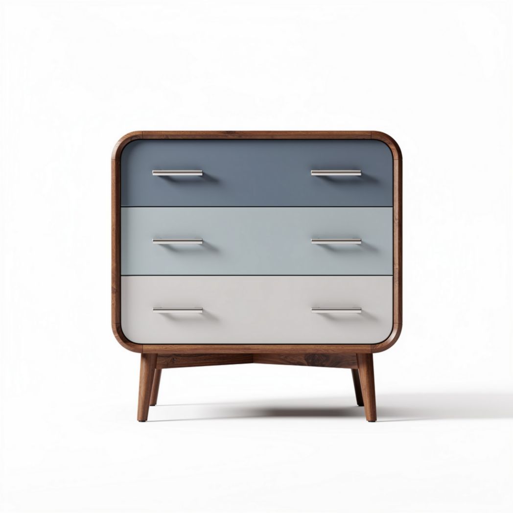 Ladenkast met drie lades van hout in blauwe en grijze tinten 70 x 40 x 80cm