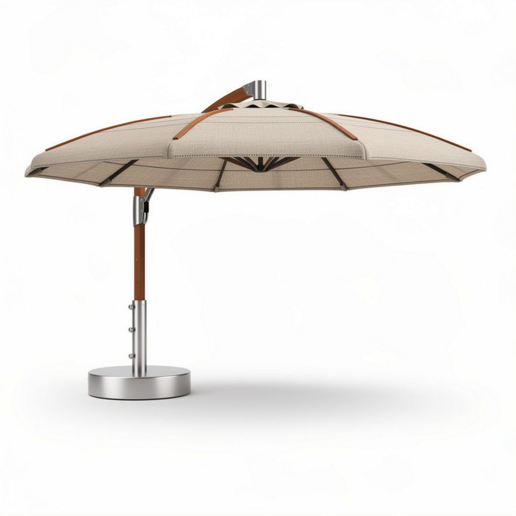 Parasol met aluminium frame en polyester doek in beige 200 x 200 x 250cm
