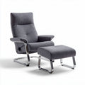 Relaxfauteuil met voetenbank van stof en metaal in antraciet 80 x 70 x 100cm