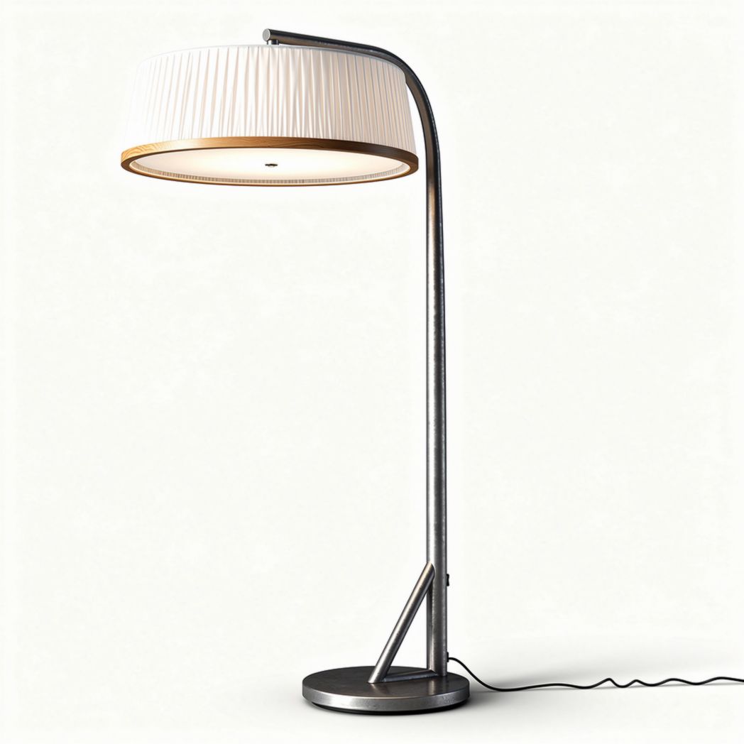 Staande lamp met metalen basis en stoffen kap in wit 30 x 30 x 150cm
